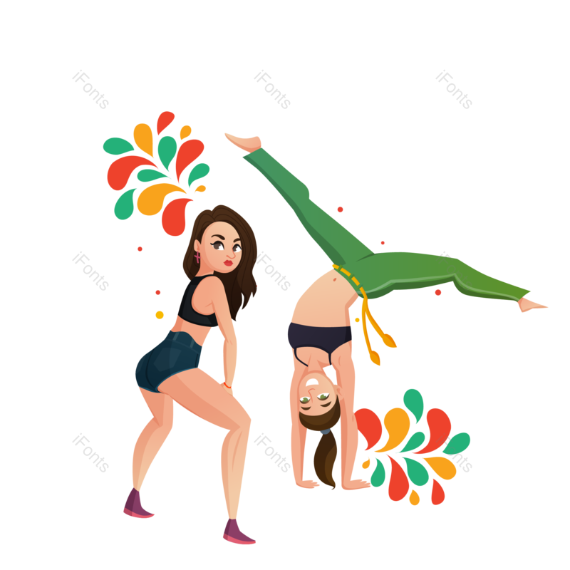 卡通人物图片,音乐节元素,跳舞PNG,卡通女孩免抠素材